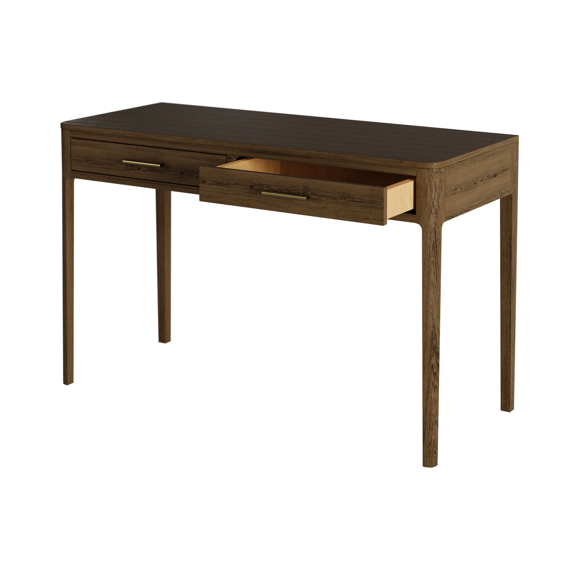 DI Designs Abberley Brown Oak Wood & Gold Desk